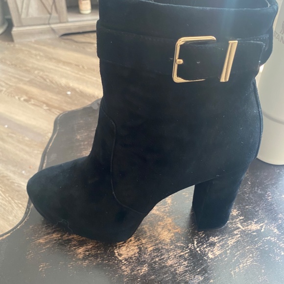 Express Genuine Suede Platform Buckle Boots - Picture 7 of 14